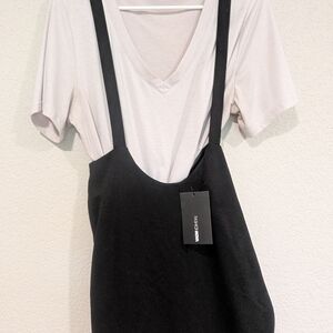 Fashion Nova Black Suspender Skirt